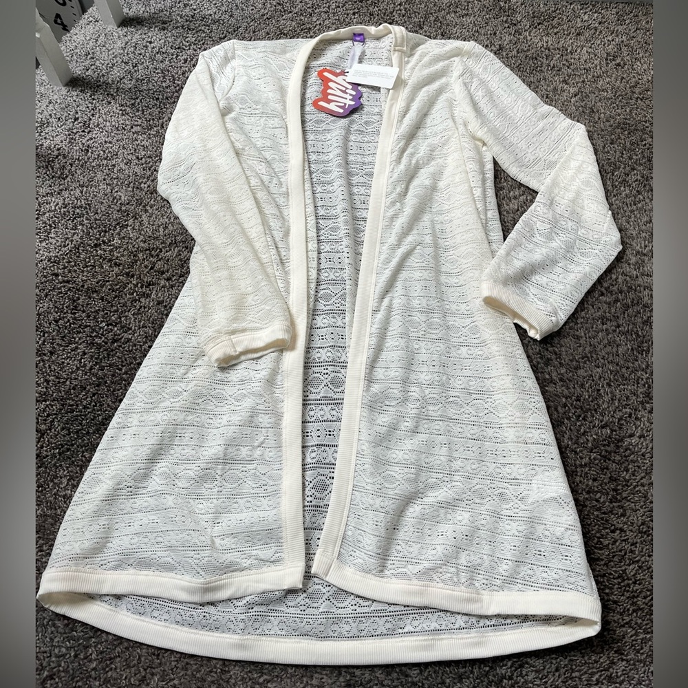 NWT Yitty Knit Slip Long Cardigan, Size Medium Women’s Fabletics Cream
